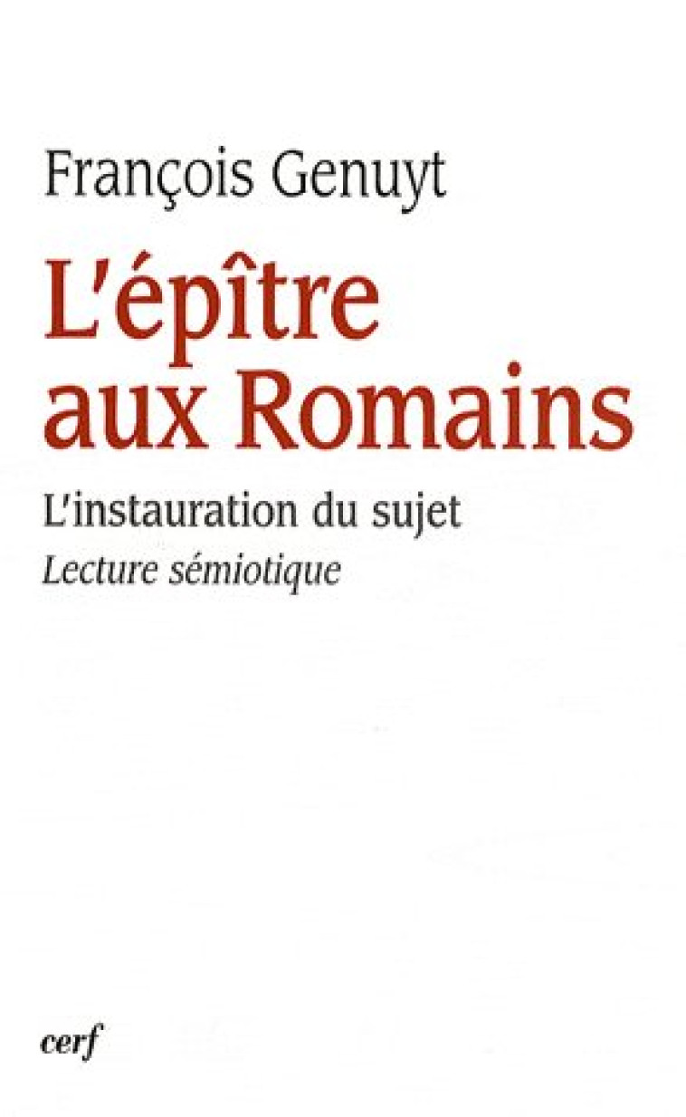 L'EPITRE AUX ROMAINS - GENUYT, FRANCOIS - CERF