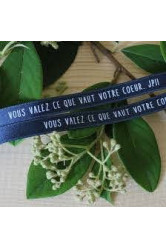 Bracelet ruban bleu marine  vous valez ce que vaut votre coeur jpii.