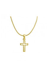 Collier avec croix ajouree plaque or