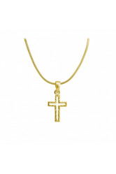 Collier avec croix ajouree plaque or