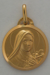 Medaille plaque or sainte therese