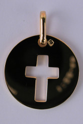 Medaille plaque or croix evidee