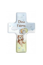 Magnet croix ourson dieu t'aime