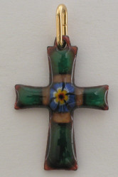 Croix email gd.feu rustique vert