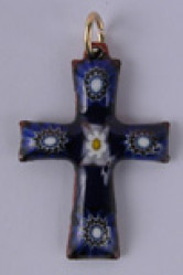 Croix email gd feu rustique lapis