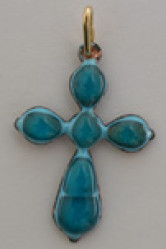 Croix email dentelle turquoise