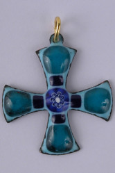 Croix email gd feu turquoise