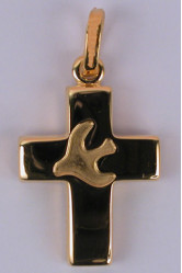 Croix plaqué or colombe