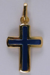 Croix plaque or bleue