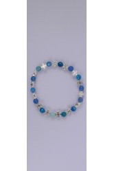 Bracelet elastique perle agate bleue