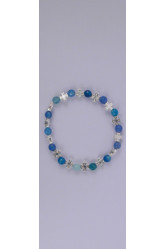 Bracelet elastique perle agate bleue