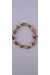 Bracelet elastique cloisonné rose