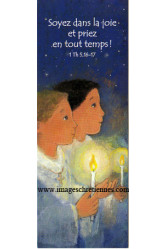 Lot de 25 - signet maïté roche lumières - soyez dans la joie et priez en tout temps !