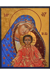 La vierge au manteau - icone doree a la feuille 12.3x15 cm - 186.64