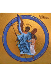 L-ange gardien - icone doree a la feuille 14x14 cm - 195.64