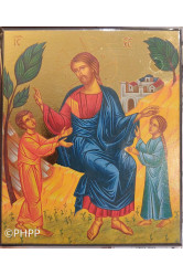Jesus accueillant les enfants - icone classique 8x9,5 cm - 581.14