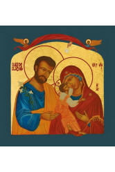 La sainte famille amour et paix - icone doree a la feuille 11.8x11.8 cm - 594.63
