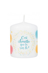 Mini bougie avec motif pois et le c'est chouette que tu sois là