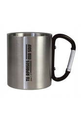 Tasse camping avec mousqueon noir