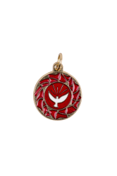 Medaille st esprit emaille rouge sur metal dore 2cm