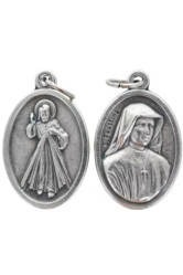 Medaille christ misericordieux ste faustine metal 2.2cm