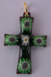 Croix email gd.feu rustique vert