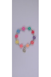 Bracelet elastique fleurs multicolore