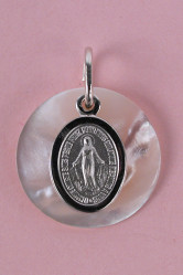 Medaille miraculeuse nacre plaque or 15mm