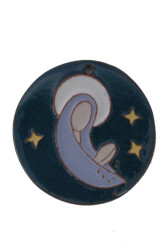 Medaillon rond email bleu v/etoiles