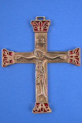 Croix christ bronze orthodoxe rouge