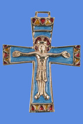 Croix bronze nacre christ medieval