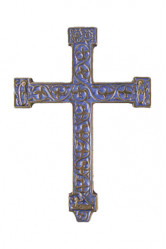 Croix bronze catalane email bleu 12cm