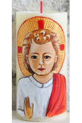 Enfant jesus benissant -  bougie peinte a la main rechargeable 15cm