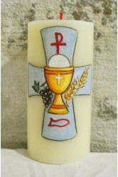 Croix avec calice et eucharistie - bougie rechargeable 12 cm