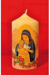 Vierge a l-enfant main du pere - bougie rechargeable 12 cm