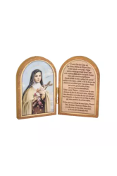 Diptyque bois ste therese avec priere sur feuille d'or 6x9 cm