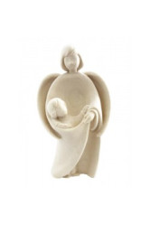 Ange gardien avec enfant en bois naturel 5cm