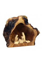 Crèche en bois grotte d'olivier