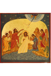 Le bapteme du christ - icone doree a la feuille 11.8x11.8 cm - 816.63