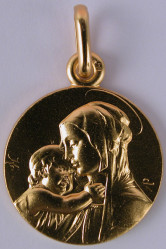 Medaille vierge/enfant plaque or