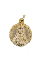 Medaille sainte therese en metal dore 1.8cm