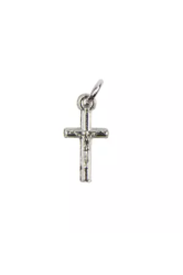 Croix en metal argente avec christ 1.5cm