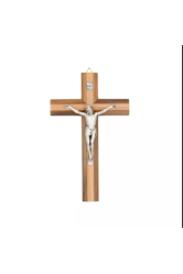 Crucifix melange bois argente 20cm