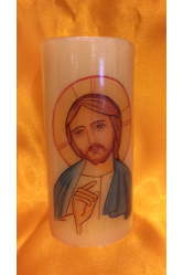 Bougie decalcomanie christ visage 12cm dechargeable