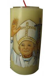 St jean paul ii - bougie decalcomanie rechargeable 12cm