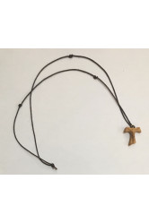 Collier croix en bois tao avec christ