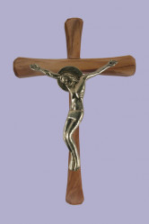 Croix olivier fantaisie avec christ en bronze