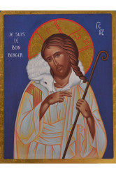 Le bon pasteur - icone doree a la feuille 9.6x12 cm - 147.63