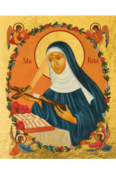 Sainte rita - icône dorée à la feuille 14,2x11,8 cm -  192.64