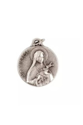 Medaille ste therese frappee en metal argentee 1.5